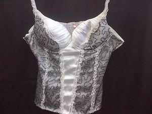 Adult Female Costumes to Hire - Black & white corset top